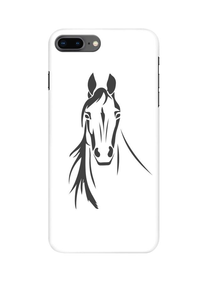 ستايلايزد غطاء حماية سناب كلاسيك سيريز بطبعة حصان عربي لهاتف أبل آيفون 7 بلس أبيض/ أسود - Image 1