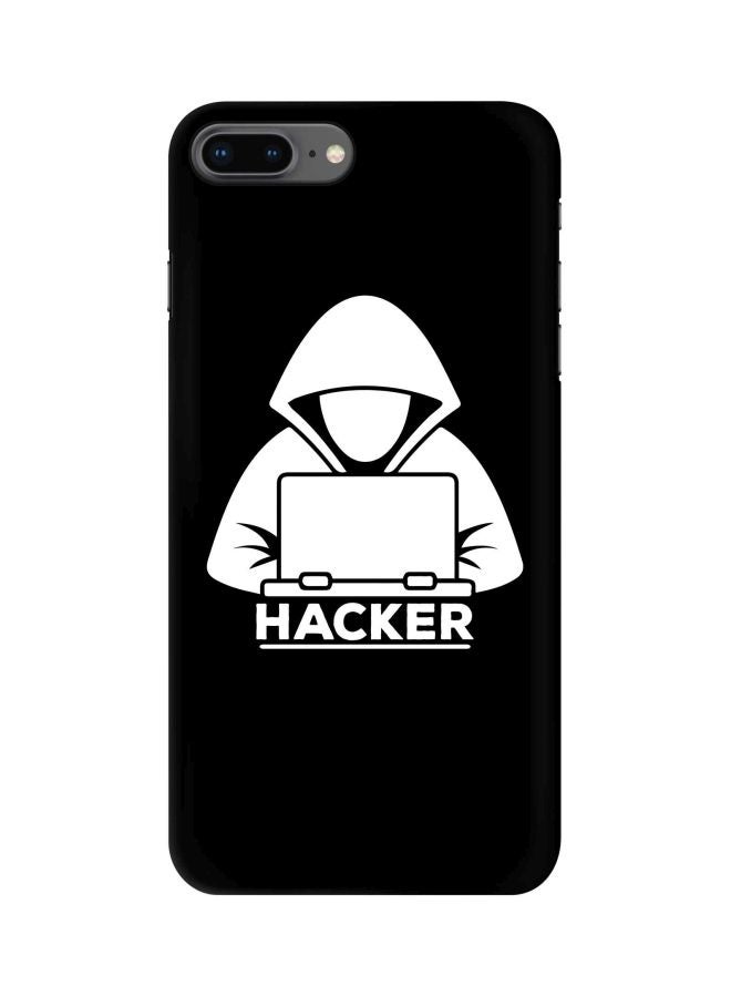 ستايلايزد غطاء حماية بطبعة كلمة "Hacker" لهاتف أبل آيفون 8 بلس أسود/ أبيض - Image 1