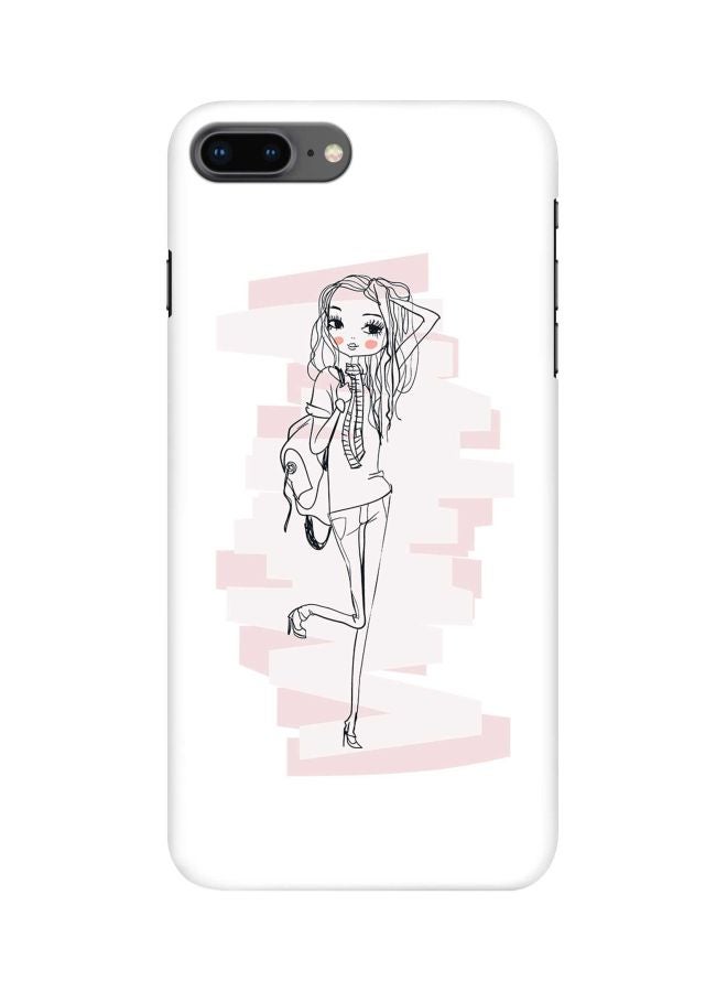 ستايلايزد غطاء حماية بطبعة لفتاة مراهقة متألقة من سلسلة سناب كلاسيك لهاتف أبل آيفون 8 بلس الأبيض/ البرتقالي/ الأسود - Image 1
