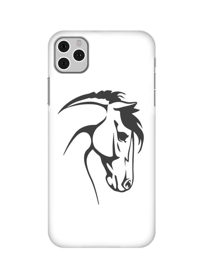 ستايلايزد غطاء حماية من سلسلة سناب كلاسيك بطبعة حصان عربي لهاتف أبل آيفون 11 برو أبيض/ أسود - Image 1