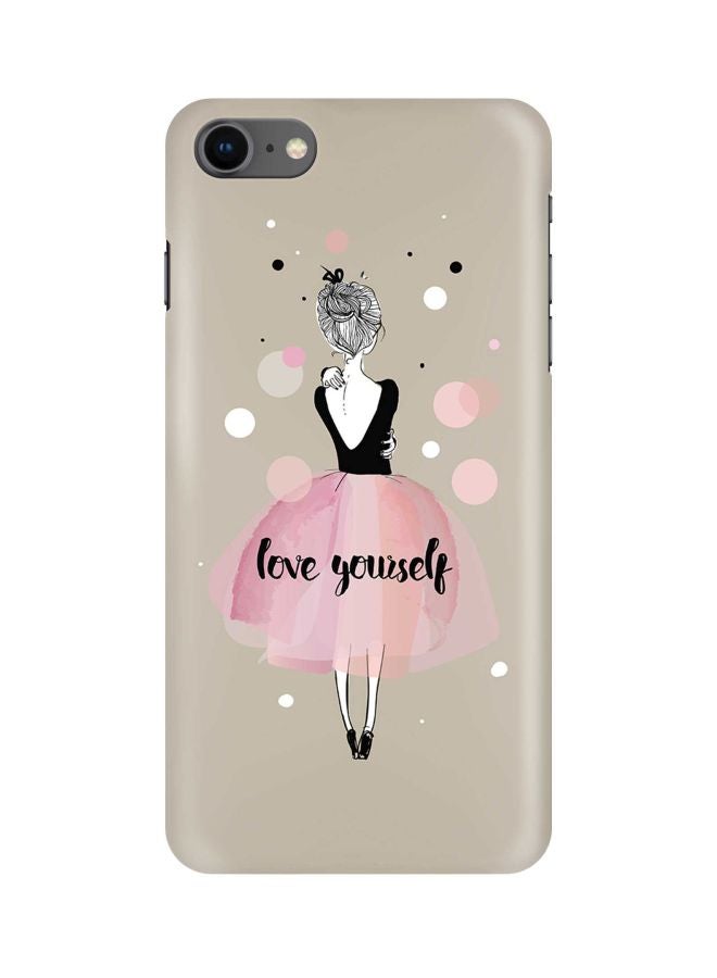 ستايلايزد غطاء حماية سناب كلاسيك سيريز بطبعة عبارة "Love Yourself" لهاتف أبل آيفون 8 بيج/أسود/وردي - Image 1