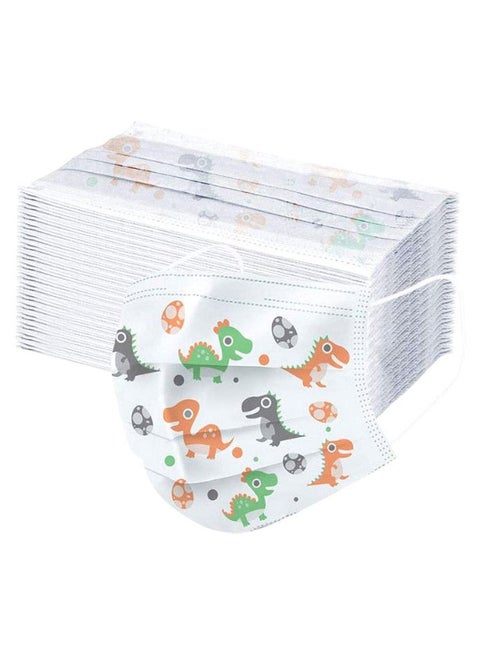 Pack Of 50 Dinosaur Print Disposable Multicolour Face Mask For Kids