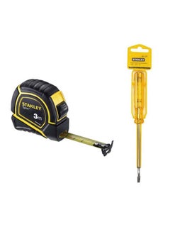 Stanley Bundle Offer Measuring Tape Rubber Grip 3 meters & Tester screwdriver yellow 3meter  - Image 1