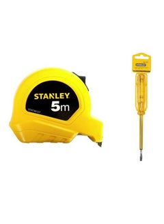 Stanley Bundle Offer Plastic Measuring Tape and Tester Screwdriver yellow 5meter  - Image 1