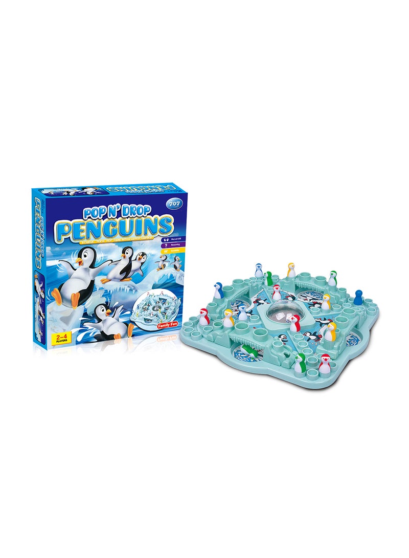 707 Games - Box Pop N Drop Penguins Party And Fun Board Game With A Slippery Surprise 12.9x68.6x68.6cm - Image 1