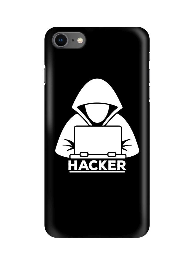 ستايلايزد غطاء حماية بطبعة كلمة "Hacker" من سلسلة سناب كلاسيك لهاتف أبل آيفون 8 أسود/ أبيض - Image 1