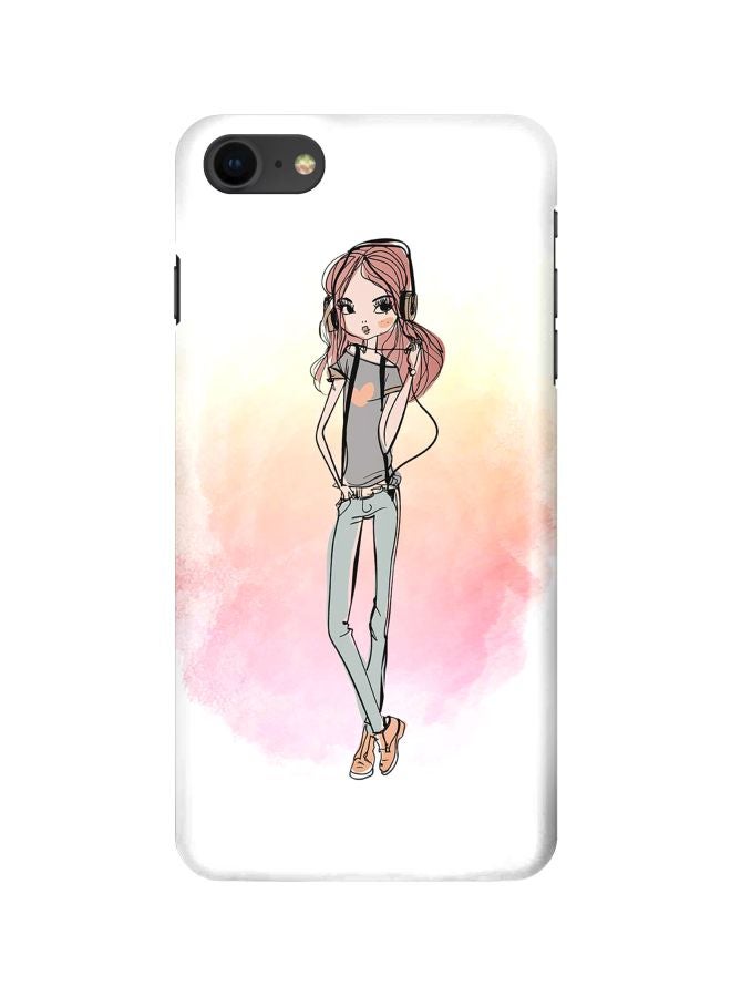 Stylizedd - Snap Classic Series Girl Next Door Printed Case Cover For Apple iPhone 8 White/Pink/Grey - Image 1