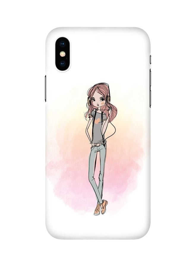 Stylizedd - Snap Classic Series Girl Next Door Printed Case For Apple iPhone XS/X White/Pink/Grey - Image 1