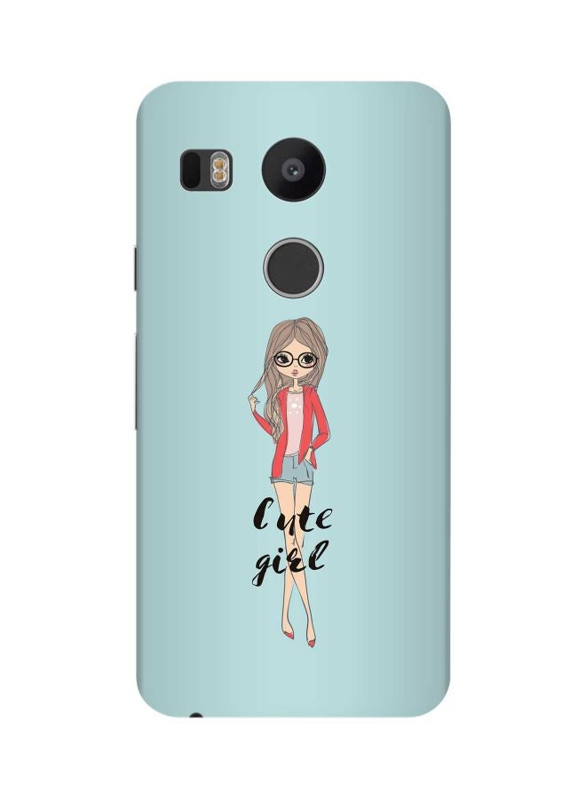 ستايلايزد غطاء حماية سناب كلاسيك سيريز بطبعة فتاة حالمة وعبارة "Cute Girl" لهاتف إل جي نيكسوس 5X أزرق/أسود/أحمر - Image 1