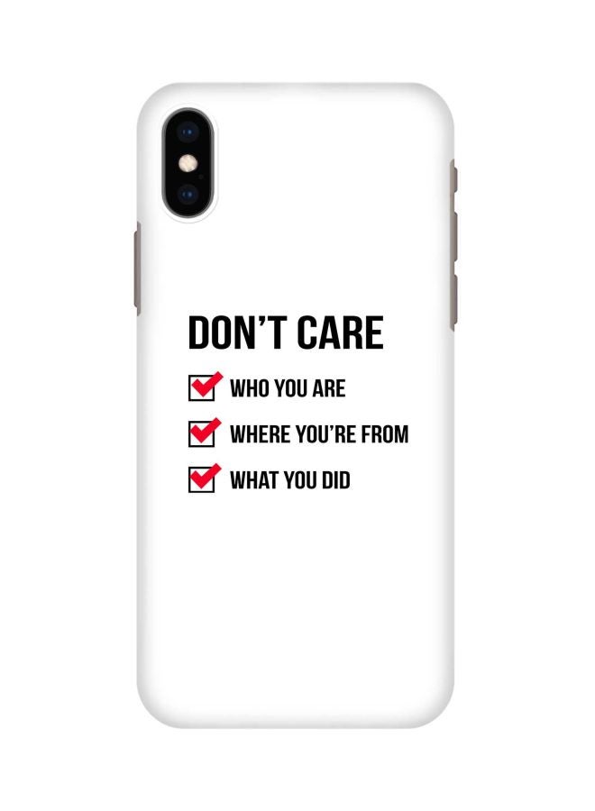 ستايلايزد غطاء حماية من سلسلة سناب كلاسيك مطبوع عليه عبارة "Don't Care" لهاتف أبل آيفون XS ماكس أبيض/أسود/أحمر - Image 1