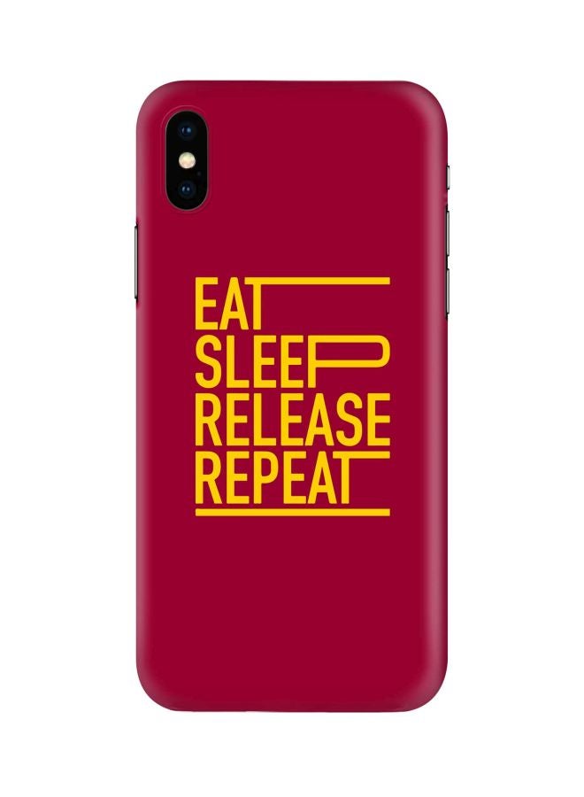 Stylizedd Snap Classic Series Eat Sleep Release Repeat Printed Case For Apple iPhone Xs/X Red/Yellow - Image 1