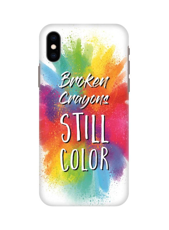 ستايلايزد غطاء حماية من سلسلة سناب كلاسيك مزين بطبعة عبارة "Broken Crayons" لهاتف أبل آيفون Xs ماكس أزرق/أصفر/وردي - Image 1
