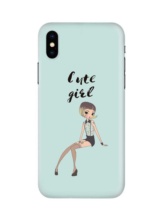 ستايلايزد غطاء حماية من سلسلة سناب كلاسيك بنمط مطبوع بعبارة "Cute Girl" لهاتف أبل آيفون Xs /X أزرق\بيج\أسود - Image 1