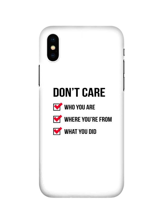 ستايلايزد غطاء حماية واقٍ من سلسلة سناب كلاسيك بطبعة عبارة ’Don'	 Care’ لهاتف أبل آيفون Xs وX أبيض/أسود/أحمر - Image 1