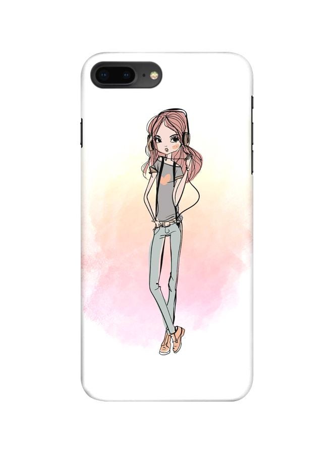 Stylizedd - Snap Classic Series Girl Next Door Printed Case Cover For Apple iPhone 8 Plus White/Pink/Grey - Image 1