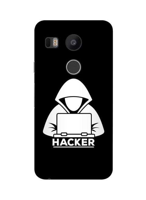 Hacker Printed Protective Case Cover For Google Nexus 5X Black/White
