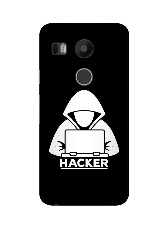 Stylizedd - Hacker Printed Protective Case Cover For Google Nexus 5X Black/White - Image 1