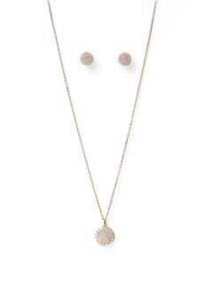 Flower Cubic Zirconia Pendant and Earring  Necklace Set