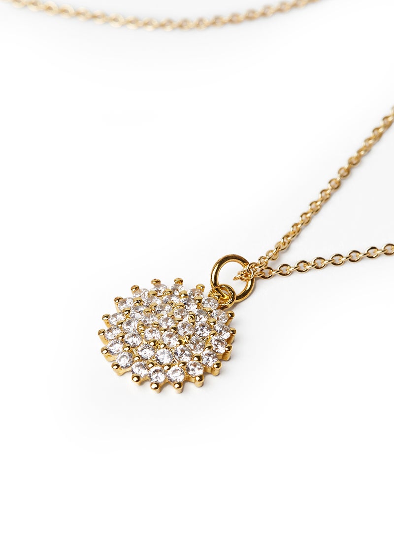 Shining Jewel - Flower Cubic Zirconia Pendant and Earring  Necklace Set - Image 1