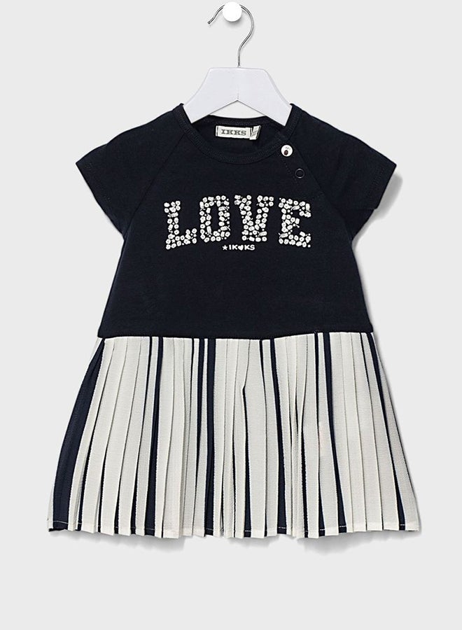 IKKS Kids Slogan Glitter Dress Blue - Image 1