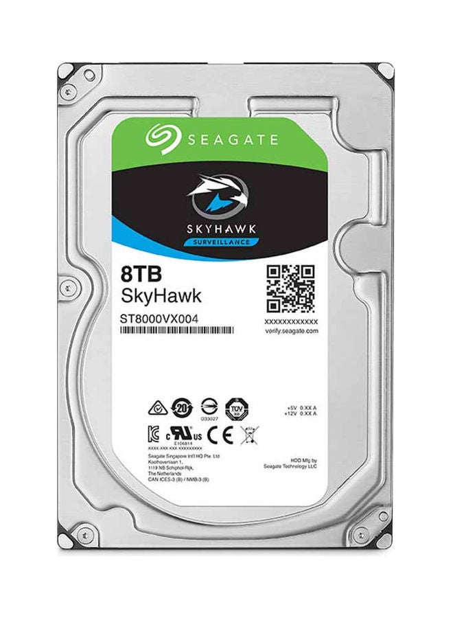 Seagate SkyHawk Surveillance 3.5 inch SATA 6Gb/s 7200RPM 256MB Cache Internal Hard Drive ST8000VX004 Silver  - Image 1