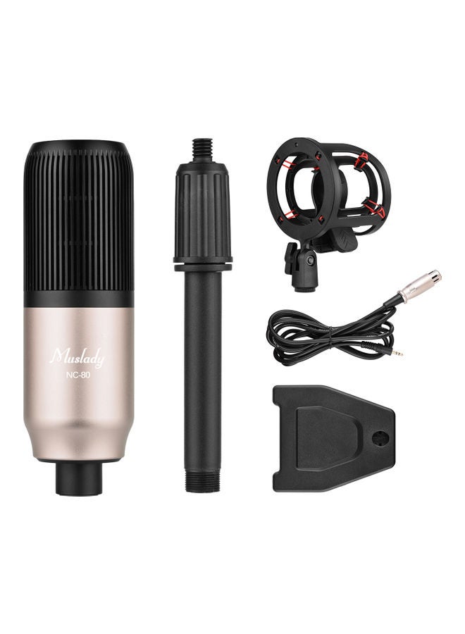 Muslady Professional Condenser Microphone With Shock Mount Gold - Image 1