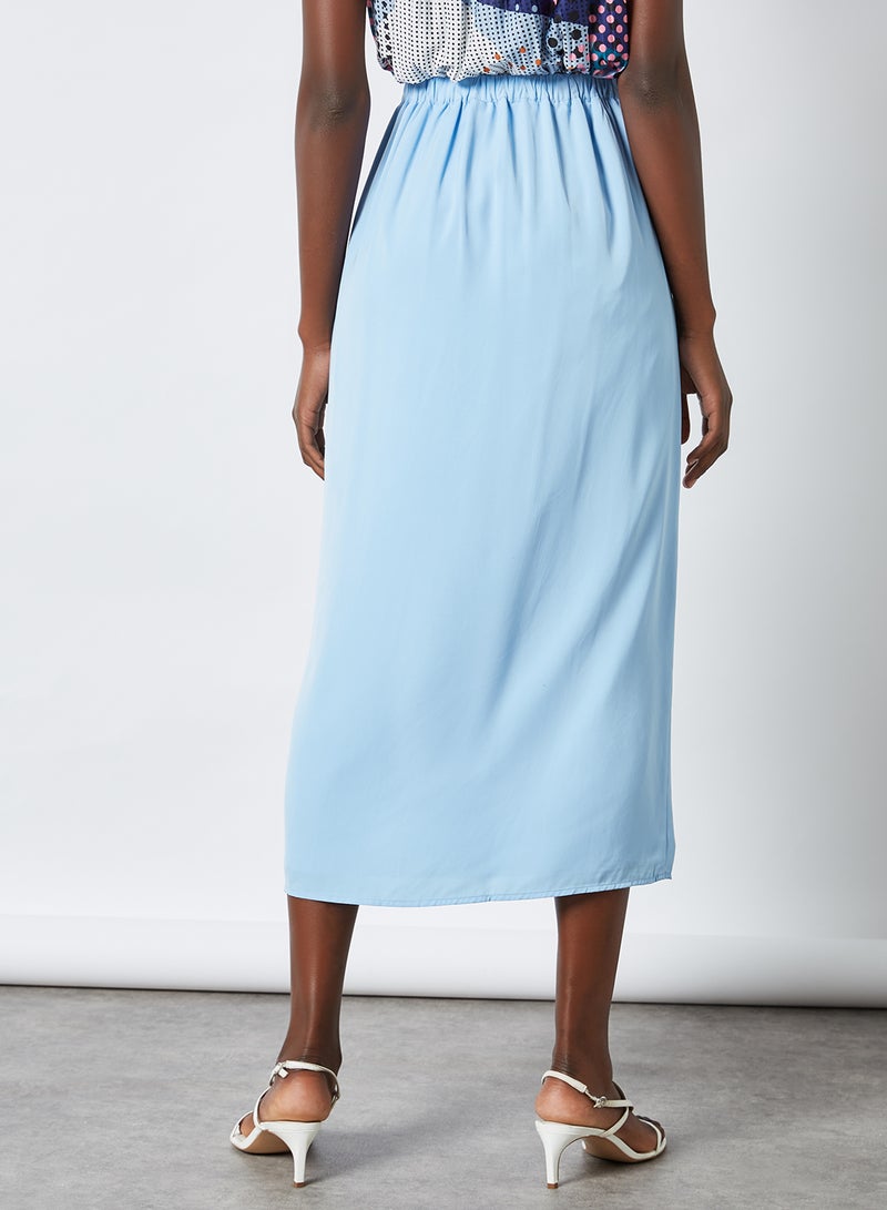 ONLY - Solid Pattern Pleated Midi Skirt Placid Blue - Image 1