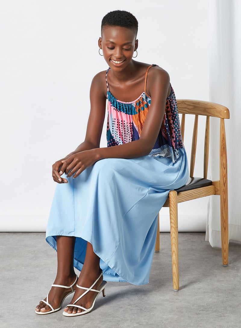 ONLY - Solid Pattern Pleated Midi Skirt Placid Blue - Image 1