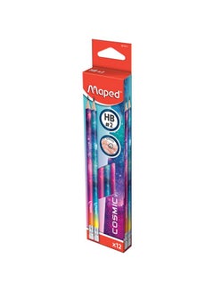 12-Piece Cosmic HB Graphite Pencil With Eraser Pink/Blue - v1601964621/N40855366A_1