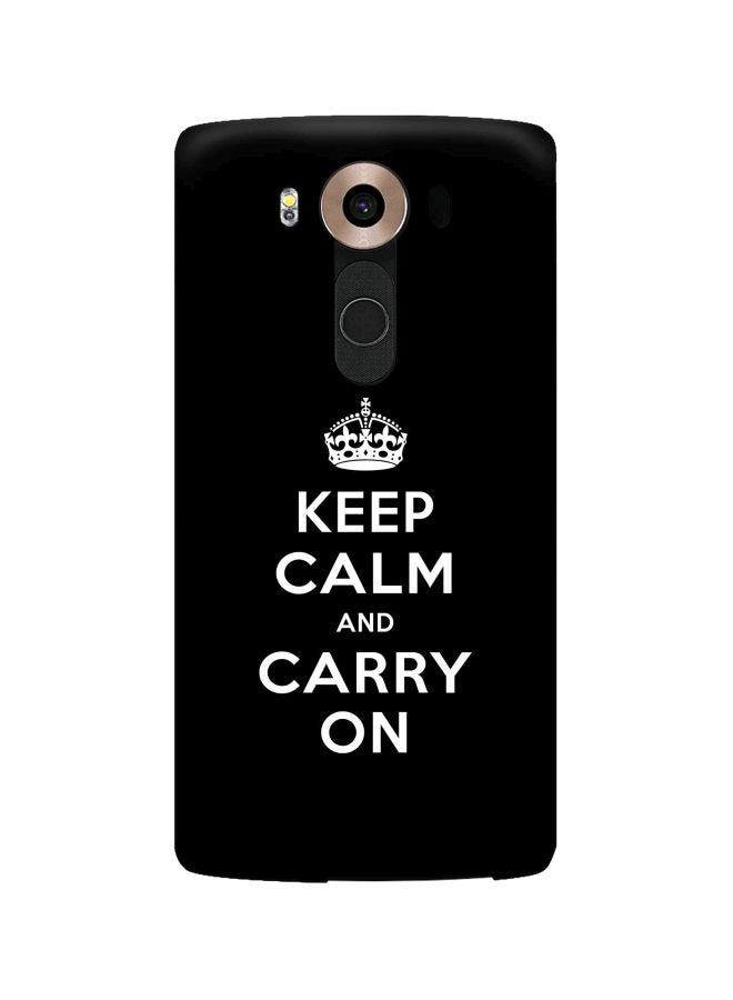 ستايلايزد غطاء حماية سناب كلاسيك سيريز بطبعة عبارة "Keep Calm And Carry On" لهاتف إل جي V10 أسود/ أبيض - Image 1