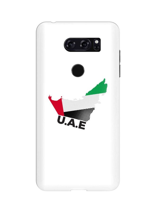 ستايلايزد غطاء حماية بطبعة خريطة الإمارات العربية المتحدة من سلسلة سناب كلاسيك لهاتف LG V30 أبيض/أحمر/أخضر - Image 1