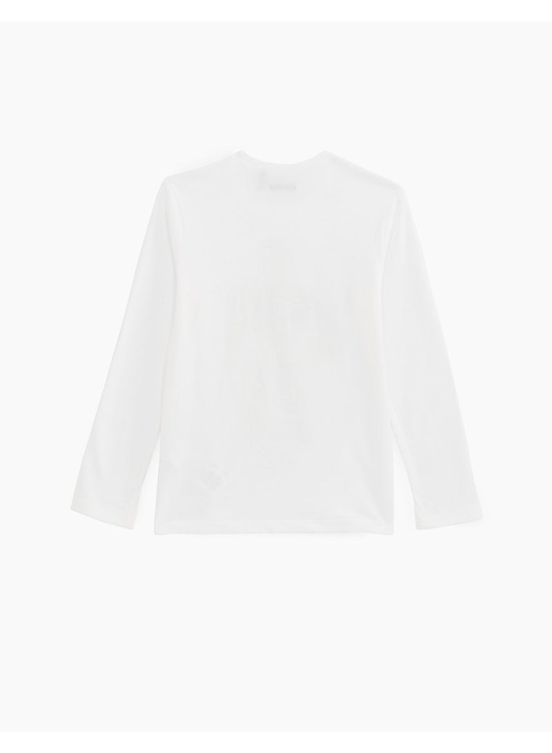 IKKS - Robot Printed Long Sleeve T-Shirt White/Gold - Image 1