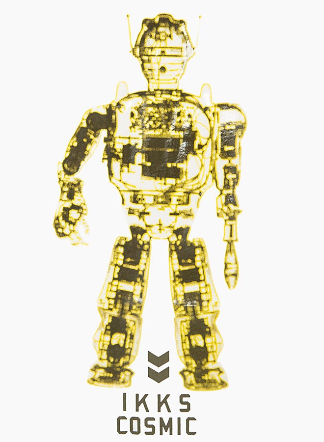 IKKS - Robot Printed Long Sleeve T-Shirt White/Gold - Image 1