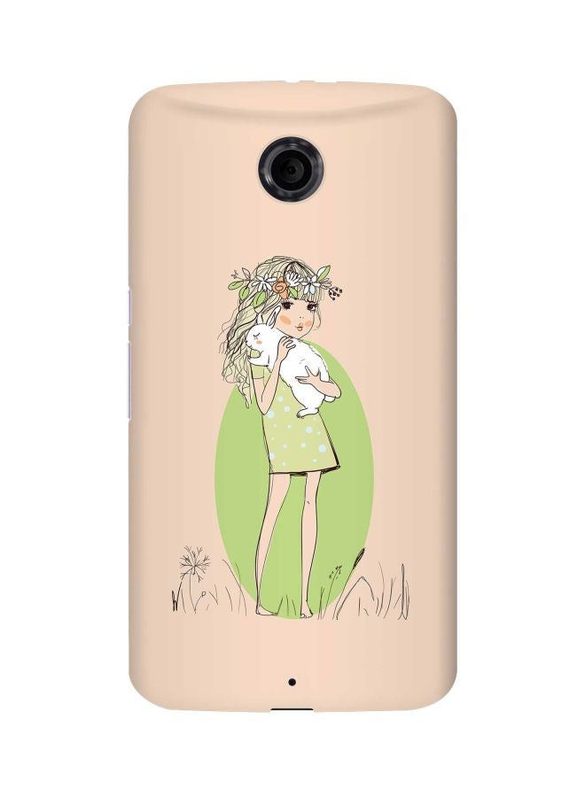 Snap Classic Series Bunny Cuddles Printed Protective Case Cover For Google Nexus 6 Beige/Green/White