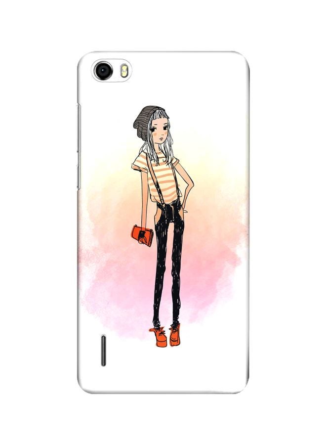 ستايلايزد غطاء حماية من سلسلة سناب كلاسيك بطبعة لحية بنمط هيبستر لهاتف هواوي هونر 6 أبيض/وردي/أسود - Image 1