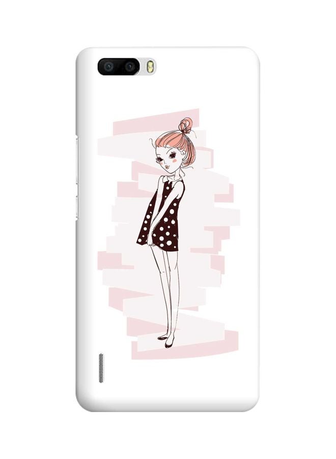 ستايلايزد غطاء حماية من سلسلة سناب كلاسيك مطبوع بصورة مراهقة خجولة لهاتف هواوي هونر 6 بلس أبيض/وردي/بني - Image 1