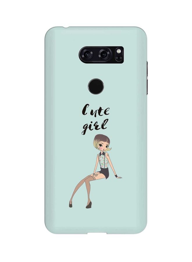 ستايلايزد غطاء حماية من سلسلة سناب كلاسيك بطبعة فتاة خجولة وعبارة "Cute Girl" لهاتف إل جي V30 أزرق /أسود/بني - Image 1