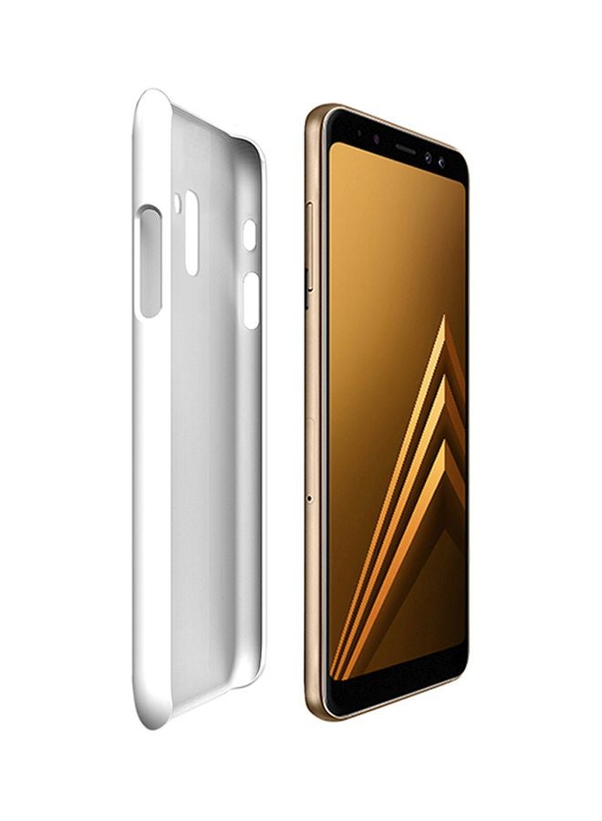 Stylizedd Snap Classic Series Eat Sleep Release Repeat Printed Case Cover For Samsung Galaxy A8+ (2018) Red/Yellow - Image 2