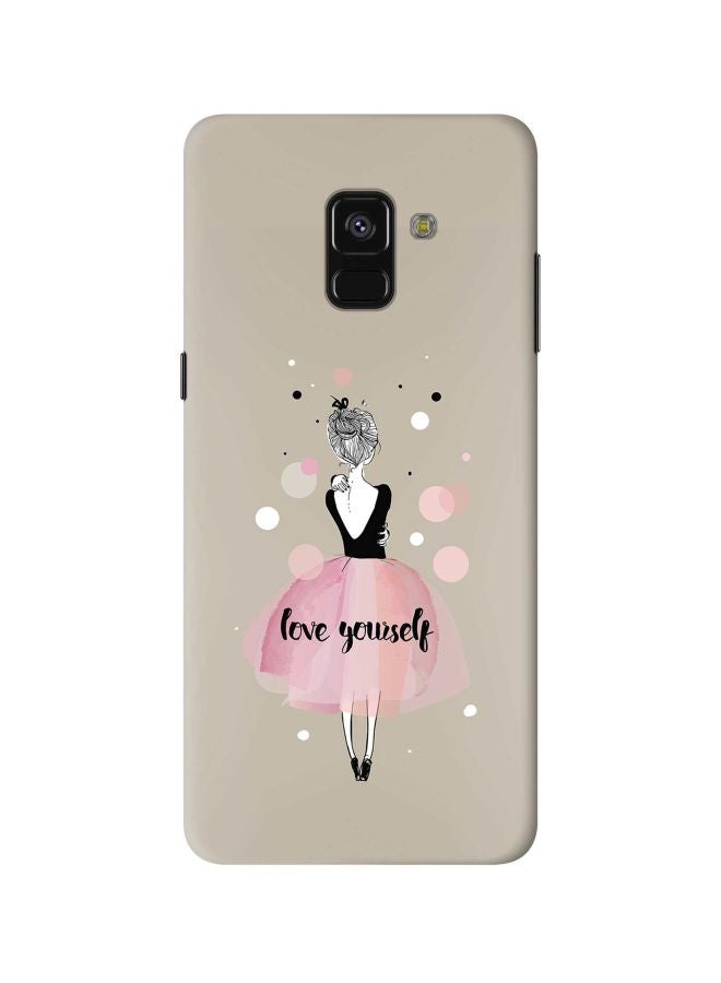 Stylizedd Snap Classic Series Love Yourself Printed Case Cover For Samsung Galaxy A8+ (2018) Beige/Pink/Black - Image 1