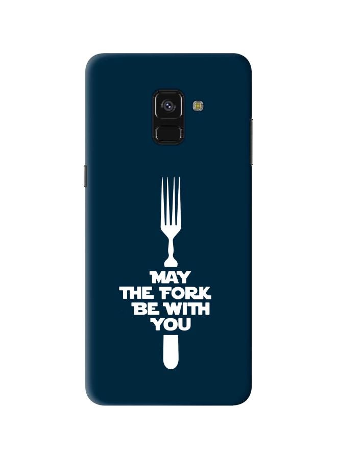 ستايلايزد غطاء حماية من سلسلة سناب كلاسيك بطبعة عبارة ‘May The Fork‘ لهاتف سامسونج جالاكسي A8 بلس إصدار عام 2018 أزرق / أبيض - Image 1
