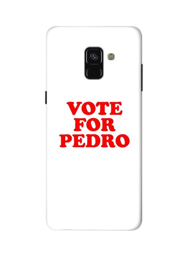 ستايلايزد غطاء حماية من سلسلة سناب كلاسيك بطبعة عبارة "Vote For Pedro" لهاتف سامسونج جالاكسي A8+ (2018) أبيض/أحمر - Image 1