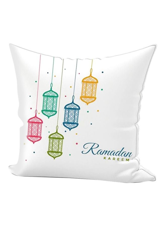 REGAL IN HOUSE - Ramadan Lantern Printed Throw Pillow White/Blue/Green 40x40cm - Image 1