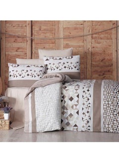 REGAL IN HOUSE 4-Piece Printed Duvet Cover Set White/Beige/Brown Queen  - Image 1