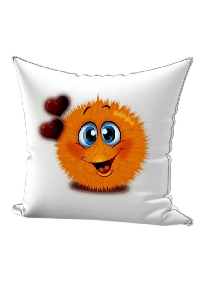 REGAL IN HOUSE Emoji Printed Decorative Throw Pillow White/Yellow/Red 40x40cm  - Image 1