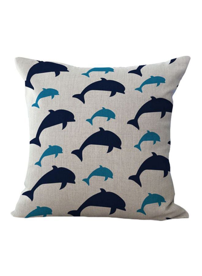 وسادة زينة مطبوع عليها رسمة حيتان أوف وايت/ أزرق 45x45x18سم