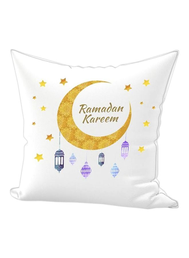 REGAL IN HOUSE Ramadan Kareem Printed Decorative Throw Pillow White/Yellow/Purple 65x65cm  - Image 1