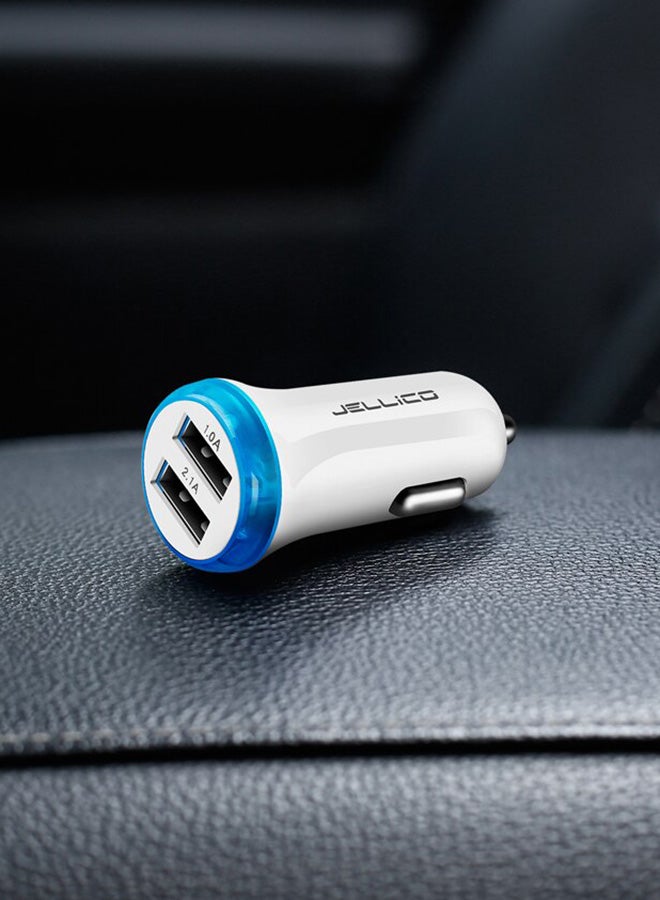 Jellico 5V 3.1A Dual USB Car Charger Blue/White  - Image 2