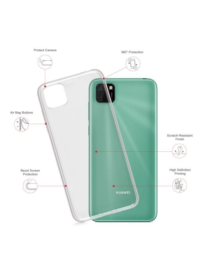 Stylizedd Classic Clear Series Teardrop Leaves Printed Case Cover For Huawei Y5p Black/White - Image 2