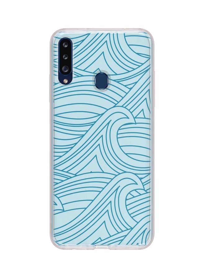 Stylizedd Classic Clear Series Rough Seas Printed Case Cover For Samsung Galaxy A20s Blue/Clear