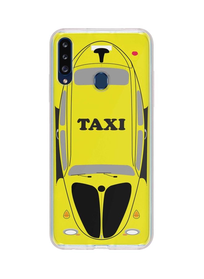 Stylizedd Classic Clear Series Taxi Printed Case Cover For Samsung Galaxy A20s Yellow/Black/Grey - Image 1